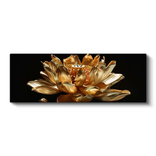 Altın Lotus - Gösterişli Çiçek Detayları Kanvas Tablo