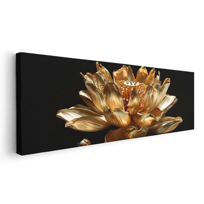 Altın Lotus - Gösterişli Çiçek Detayları Kanvas Tablo