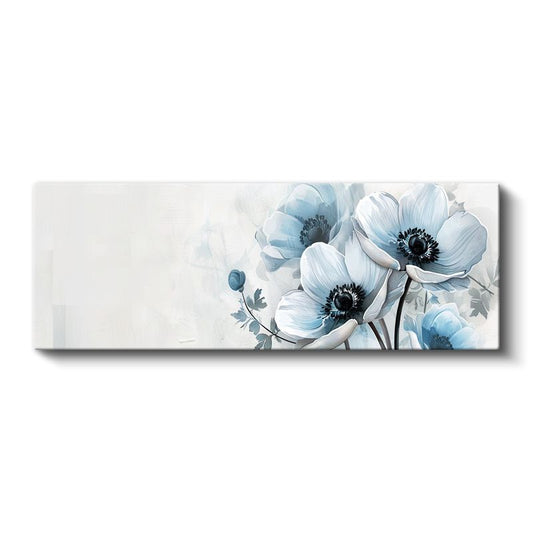 Mavi Anemonlar - Naif Çiçek Deseni Kanvas Tablo