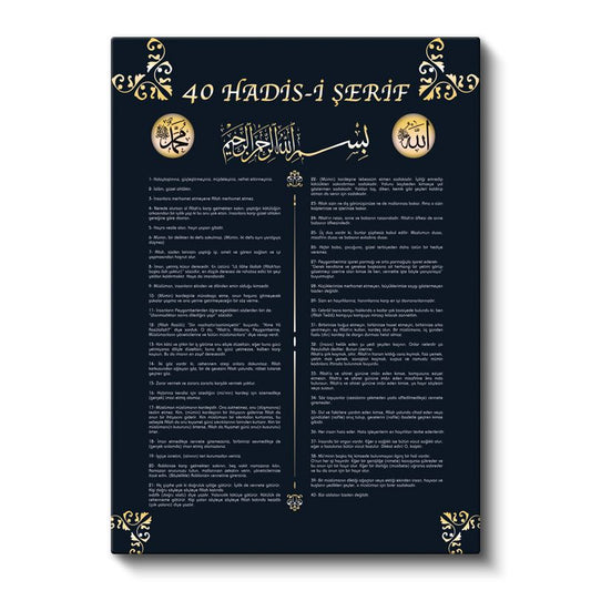 Kırk Hadis - Peygamber Efendimizin Hikmetli Sözleri Kanvas Tablo