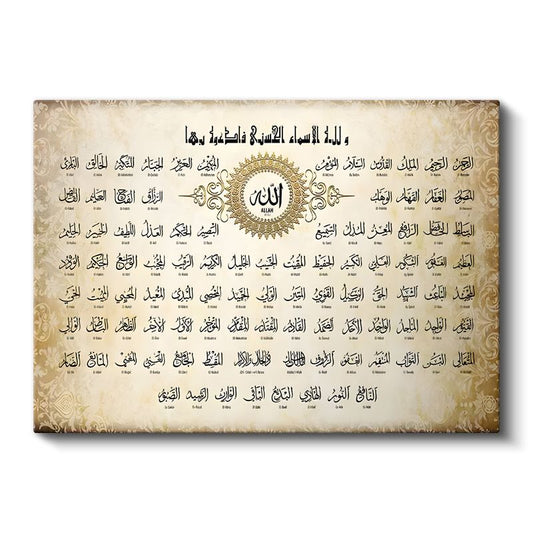 Esmaül Hüsna - Allah'ın 99 Güzel İsmi Kanvas Tablo