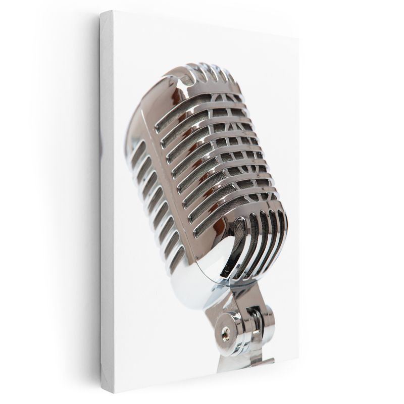Krom Mikrofon - Parlak Metal Detaylı Ses Ekipmanı Kanvas Tablo