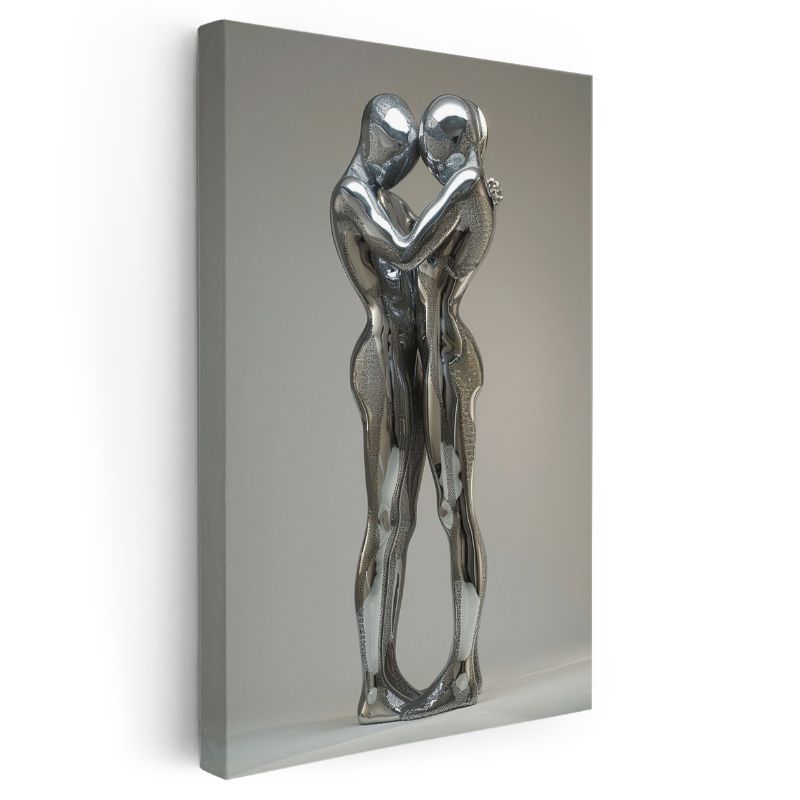Modern Aşıklar - Gümüş Heykel Sanatı Kanvas Tablo