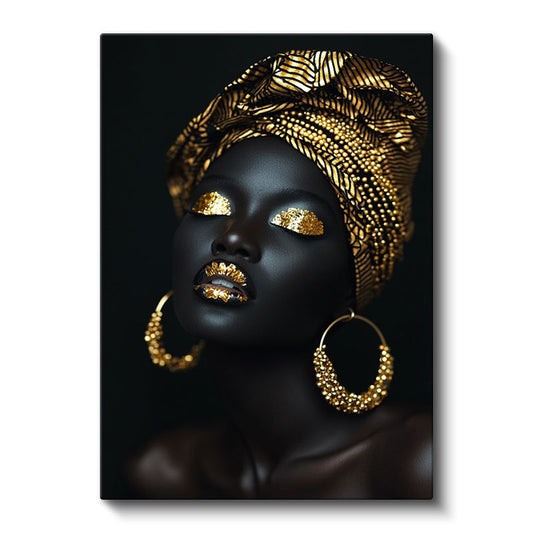 Altın İhtişam - Zarif Detaylarla Süslenmiş Portre Kanvas Tablo