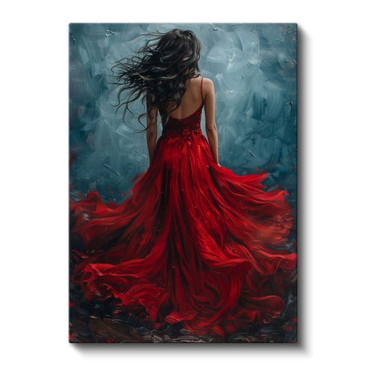 Kırmızının Büyüsü - Zarif Siluet Portresi Kanvas Tablo