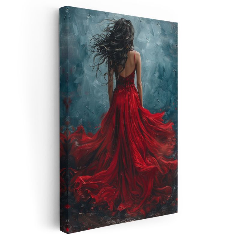 Kırmızının Büyüsü - Zarif Siluet Portresi Kanvas Tablo