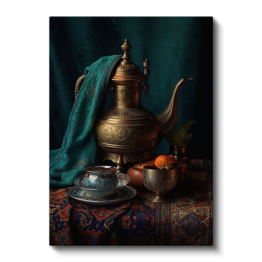 Osmanlı Çaydanlığı - Geleneksel Bakır İşlemeli Kanvas Tablo