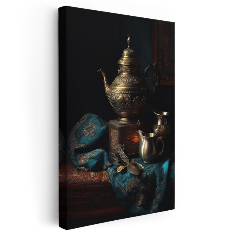 Antik Demlik - Zarif Gümüş Detaylar Kanvas Tablo