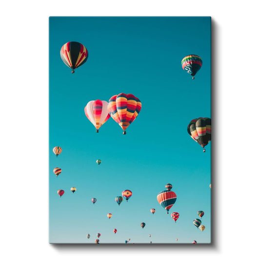 Sıcak Hava Balonları - Turkuaz Gökyüzünde Renkli Festival Kanvas Tablo