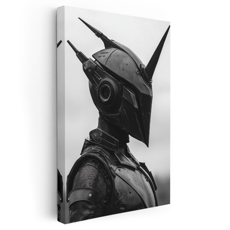Futuristik Savaşçı - Siyah Zırh Detaylı Kanvas Tablo