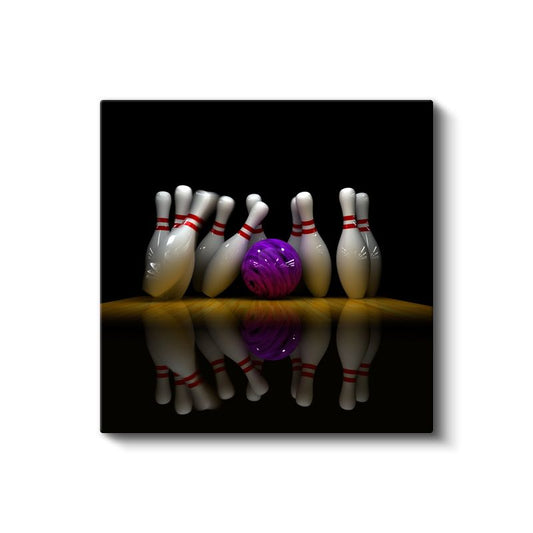 Bowling - Mor Top ve Beyaz Lobutlar Kanvas Tablo