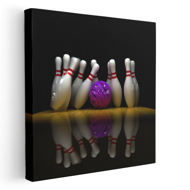 Bowling - Mor Top ve Beyaz Lobutlar Kanvas Tablo