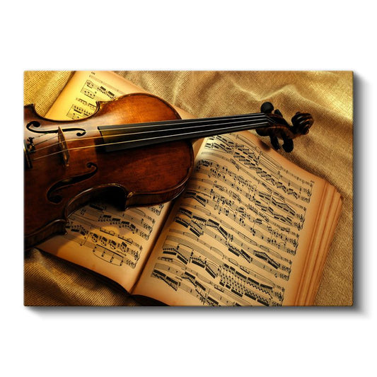 Nota Kitabı ve Keman - Müzik Mirası Kanvas Tablo