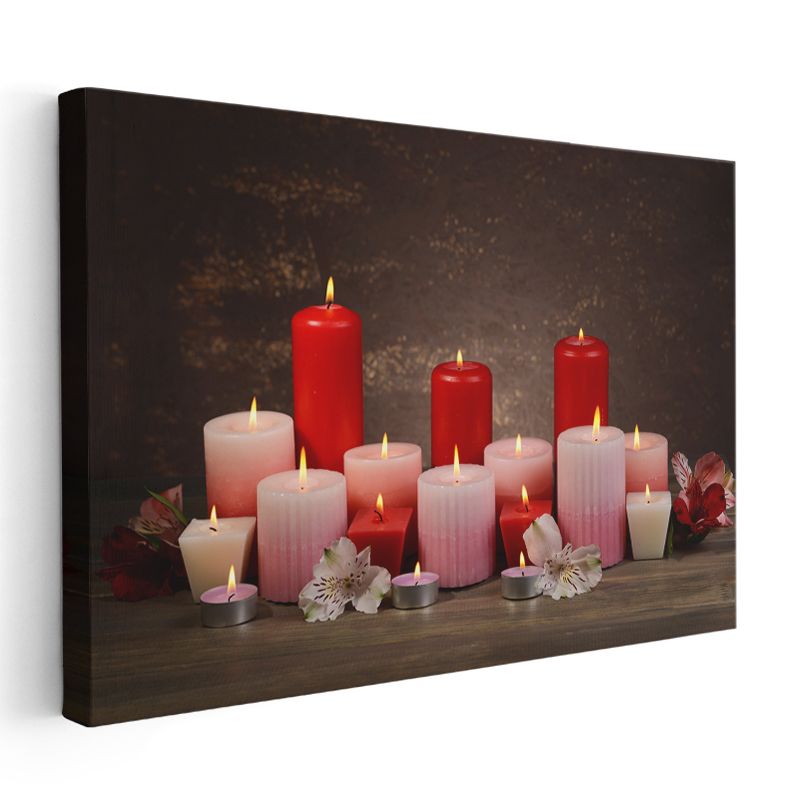 Romantik Mumlar - Sıcak Işık Kompozisyonu Kanvas Tablo