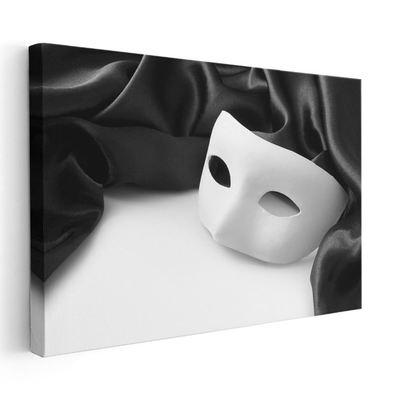Venedik Maskesi - Siyah Beyaz Kontrast Kanvas Tablo