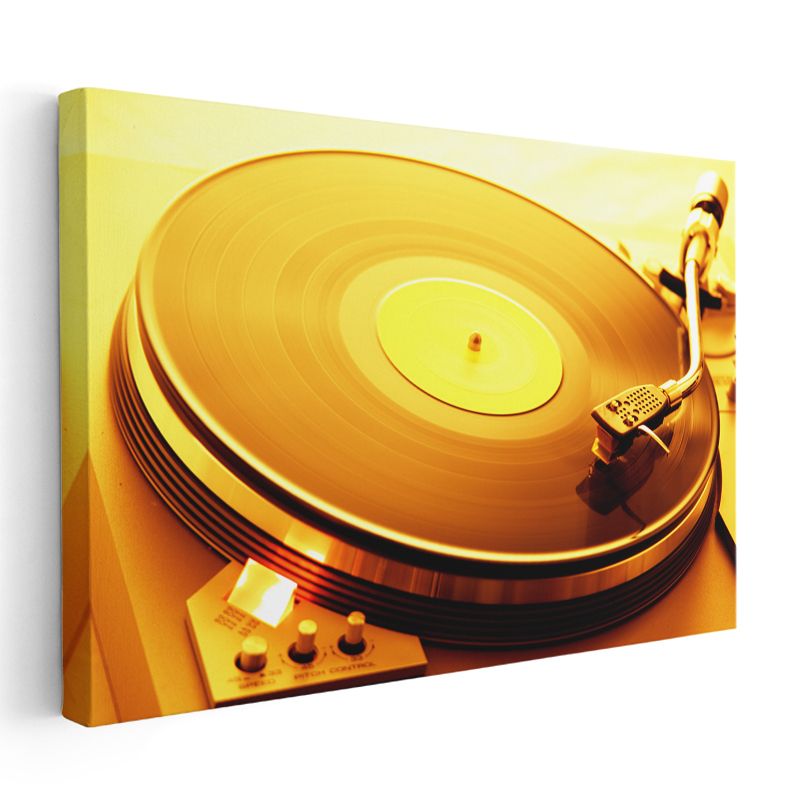 Vintage Pikap - Altın Tonlarında Müzik Zamanı Kanvas Tablo