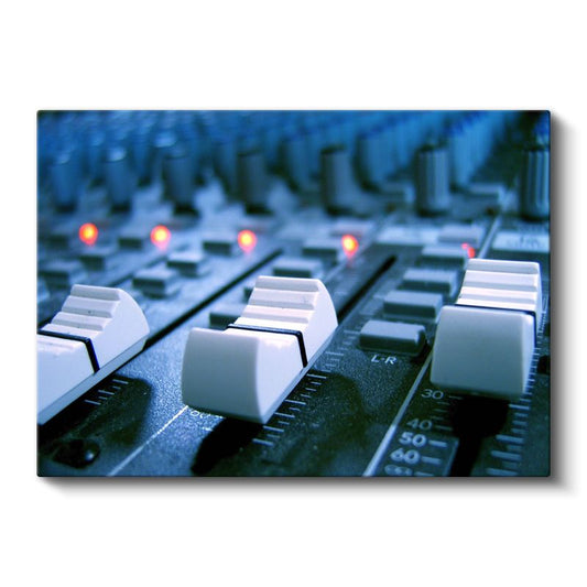 Ses Mikseri - Mavi Tonlarda Müzik Stüdyosu Kanvas Tablo