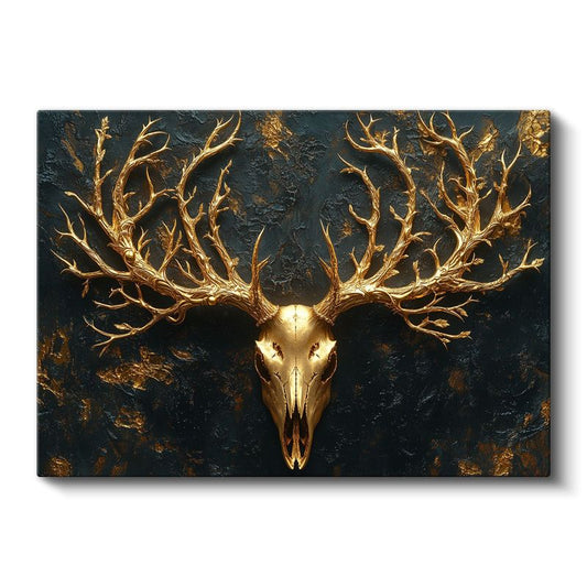 Altın Geyik Kafatası - Mistik Orman Ruhu Kanvas Tablo