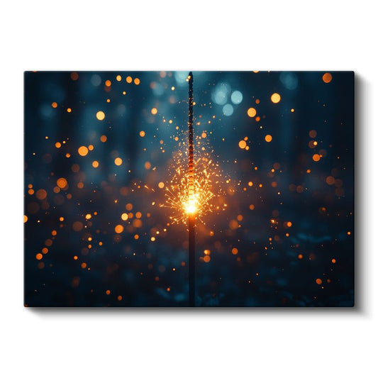 Işık Patlaması - Gece Gökyüzünde Parıltı Kanvas Tablo