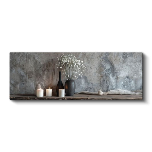 Huzur Köşesi - Minimalist Vazo ve Mumlar Kanvas Tablo