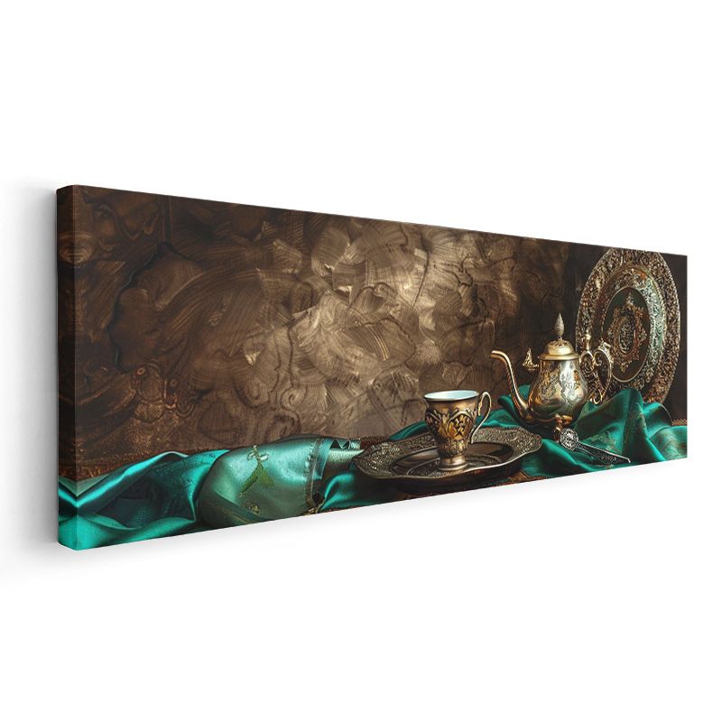 Antik Çay Kültürü - Altın İşlemeli Fincanlar Kanvas Tablo