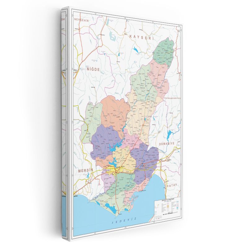 Adana - Fiziki Haritası Kanvas Tablo