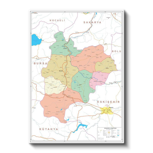 Bilecik - Fiziki Haritası Kanvas Tablo