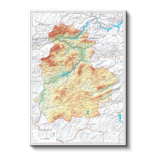 Çorum - İl Haritası Kanvas Tablo