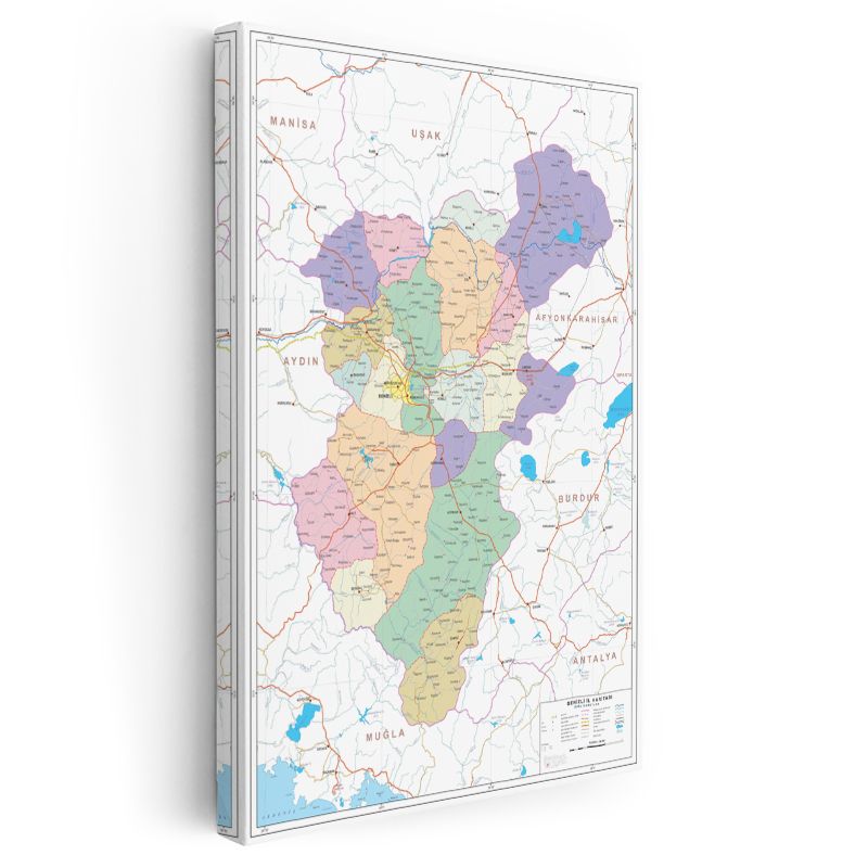 Denizli - İl Haritası Kanvas Tablo
