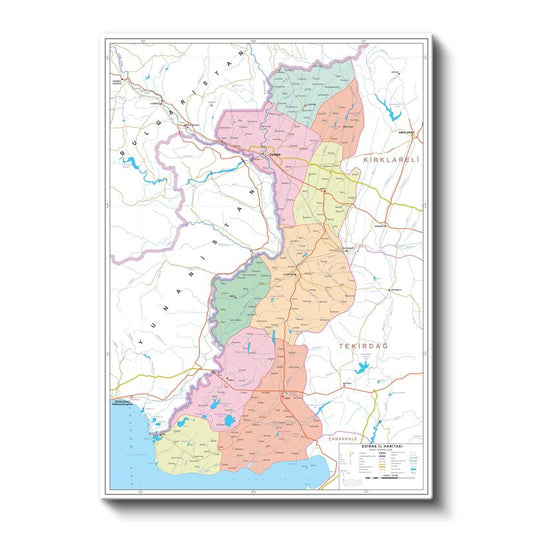 Edirne - İl Haritası Kanvas Tablo