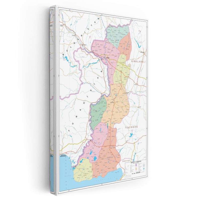 Edirne - İl Haritası Kanvas Tablo