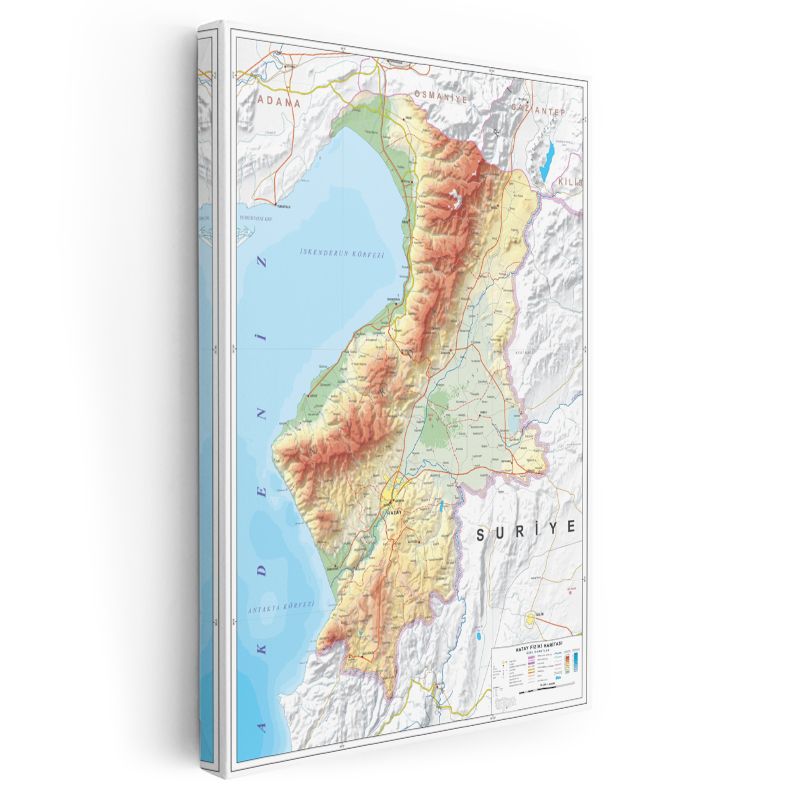Hatay - Fiziki Haritası Kanvas Tablo