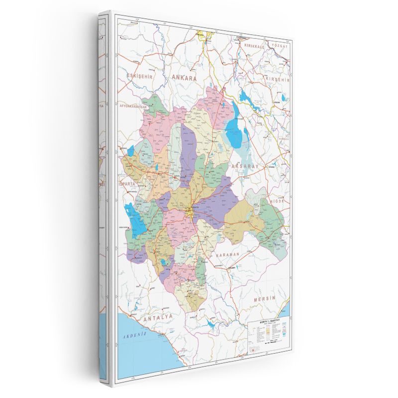 Konya - İl Haritası Kanvas Tablo