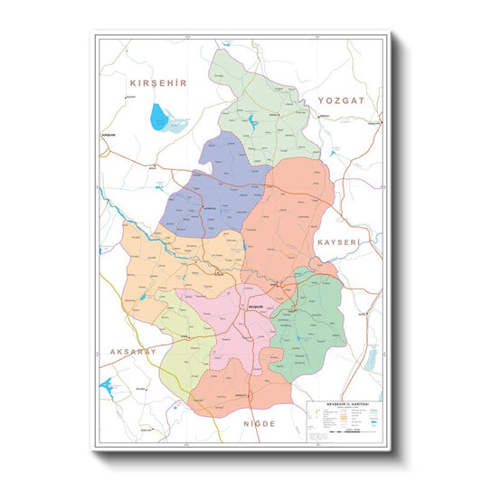 Nevşehir - İl Haritası Kanvas Tablo