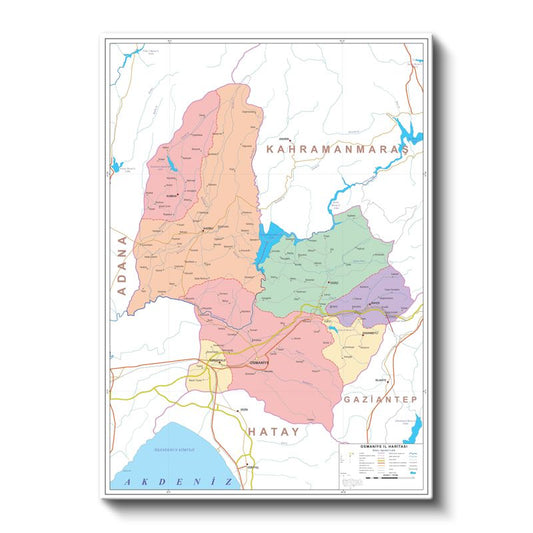 Osmaniye - İl Haritası Kanvas Tablo