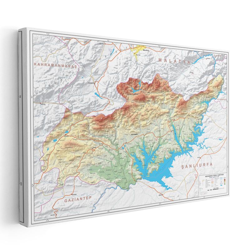 Adıyaman - Fiziki Haritası Kanvas Tablo