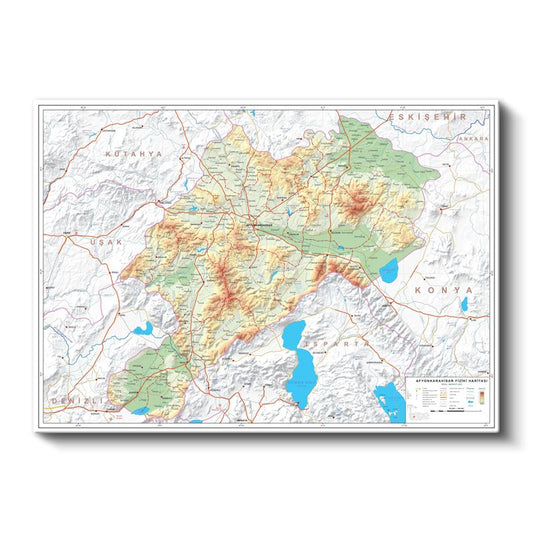 Afyonkarahisar - Fiziki Haritası Kanvas Tablo