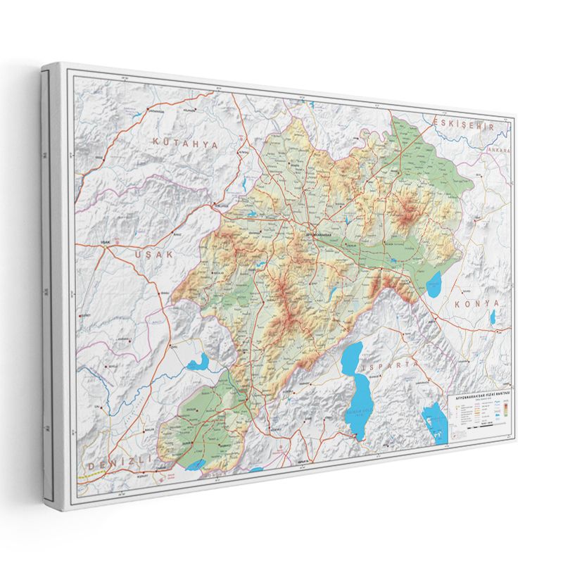 Afyonkarahisar - Fiziki Haritası Kanvas Tablo