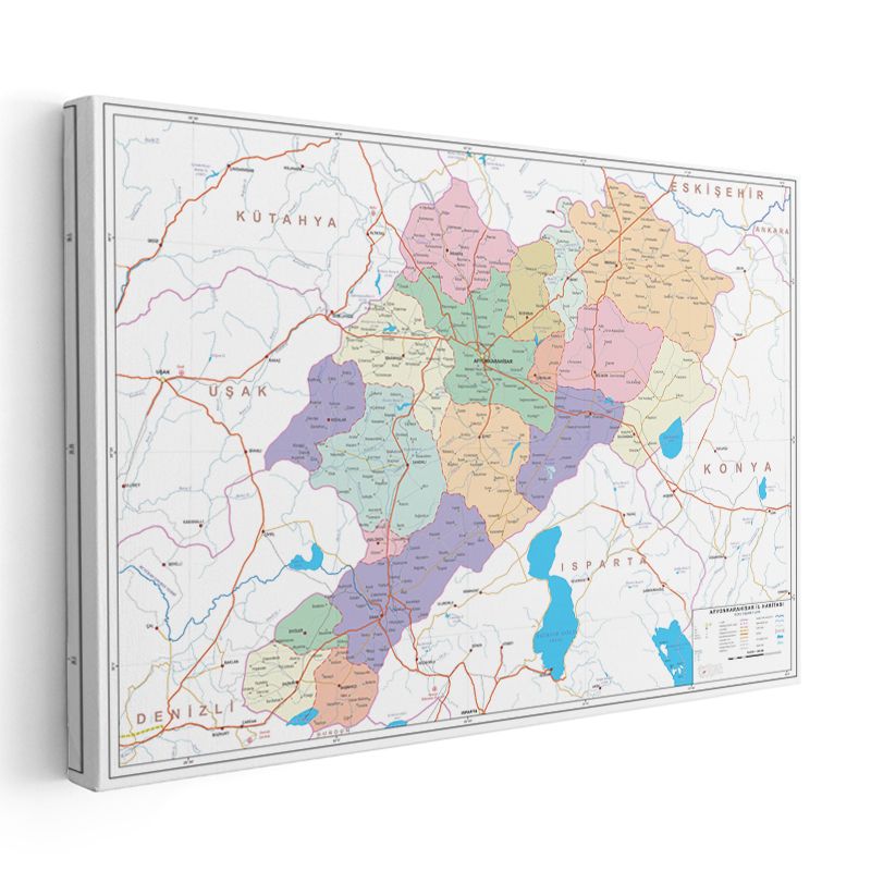 Afyonkarahisar - İl Haritası Kanvas Tablo