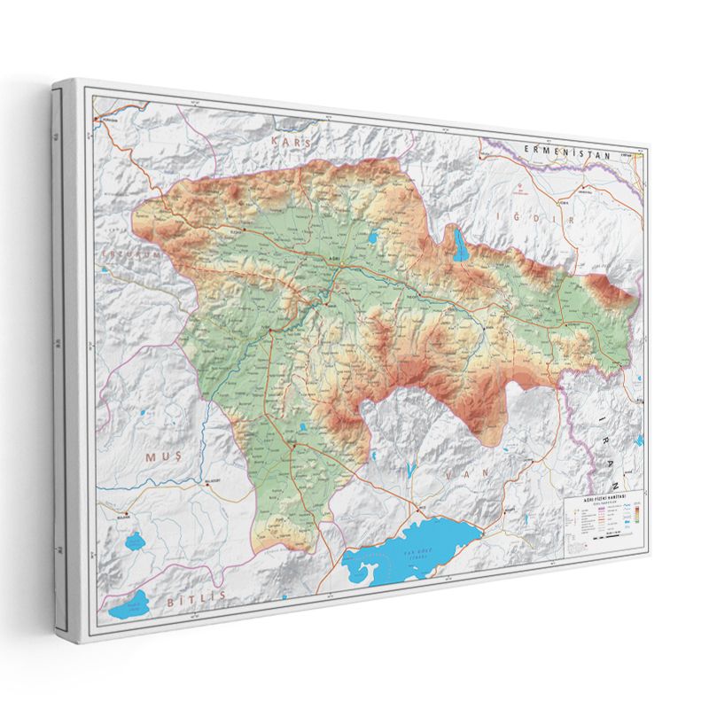 Ağrı - Fiziki Haritası Kanvas Tablo