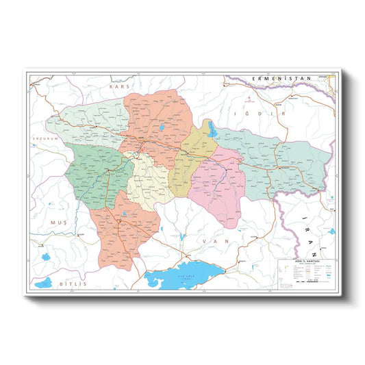 Ağrı - İl Haritası Kanvas Tablo