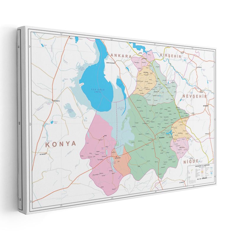 Aksaray - İl Haritası Kanvas Tablo