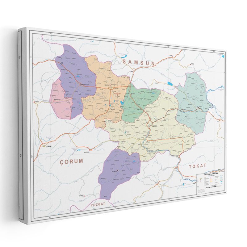 Amasya - İl Haritası Kanvas Tablo