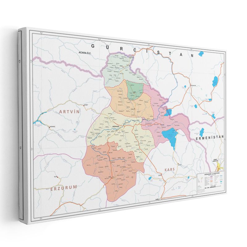 Ağrı - İl Haritası Kanvas Tablo