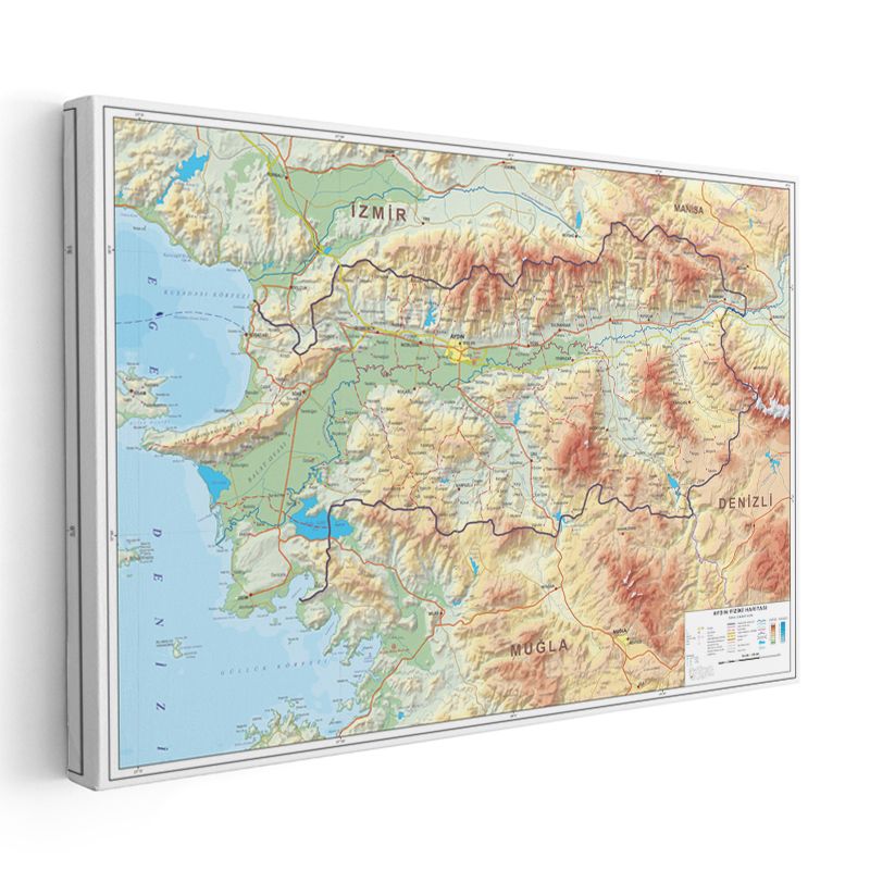 Amasya - Fiziki Haritası Kanvas Tablo