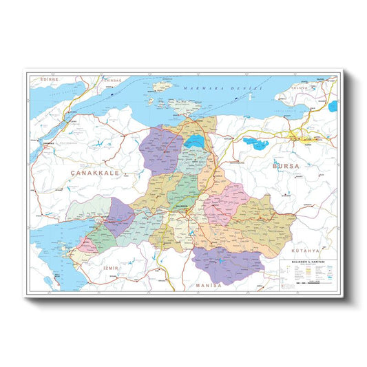 Balıkesir - İl Haritası Kanvas Tablo