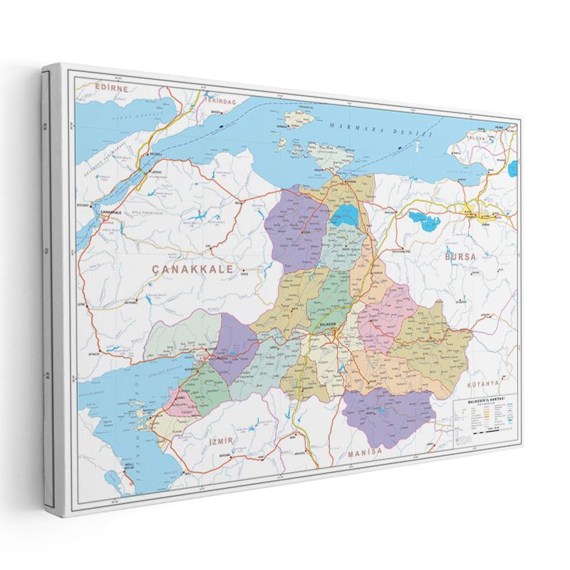 Balıkesir - İl Haritası Kanvas Tablo