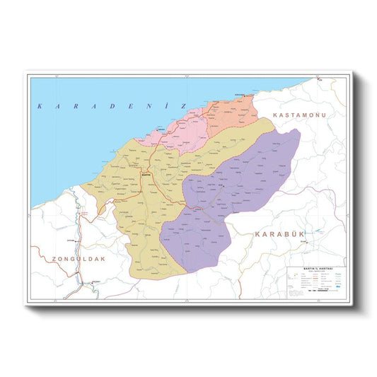 Bartın - İl Haritası Kanvas Tablo