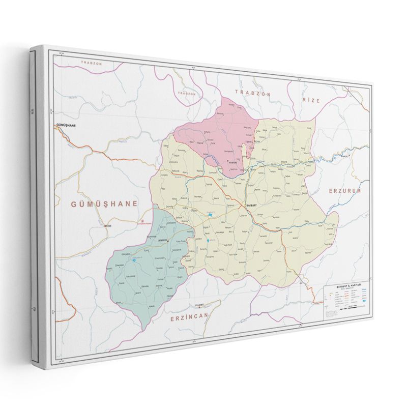 Bayburt - İl Haritası Kanvas Tablo