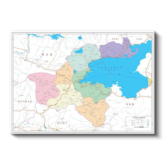 Bitlis - İl Haritası Kanvas Tablo
